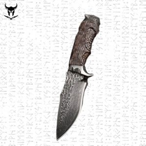 Couteau Hiboux Viking en Acier Damas | Grand, Tranchant et Durable pour la chasse